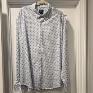 Jos A Bank  Traveler White Shirt with Blue Micro Pattern